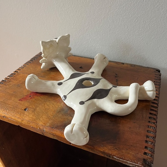 Vintage 90s Handmade Ceramic Cat Candle Holder - Picture 3 of 7